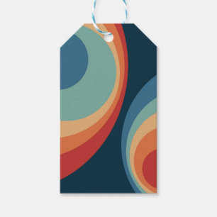Colourful retro circles design gift tags