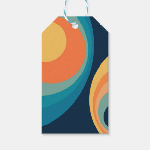 Colourful retro circles design gift tags