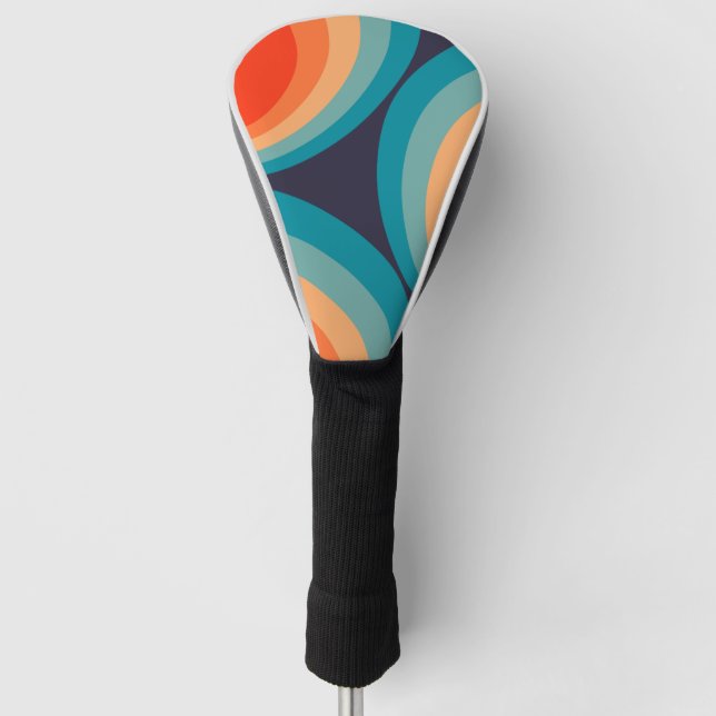 Colourful retro circles design  golf head cover (Front)