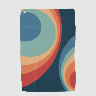Colourful retro circles design golf towel