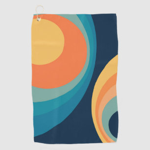 Colourful retro circles design golf towel