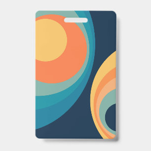 Colourful retro circles design ID badge