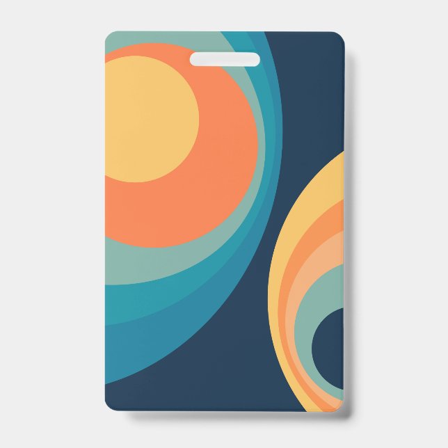 Colourful retro circles design ID badge (Front)