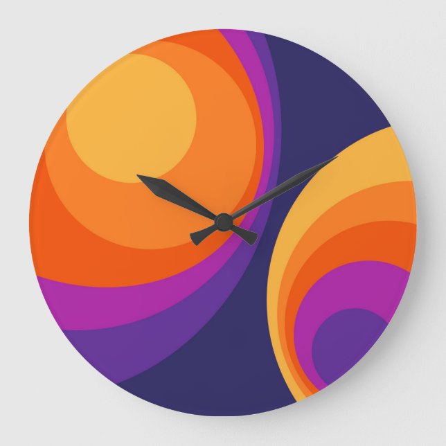Colourful retro circles design  large clock (Front)