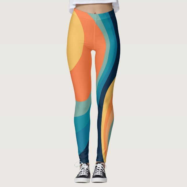 Colourful retro circles design leggings (Front)