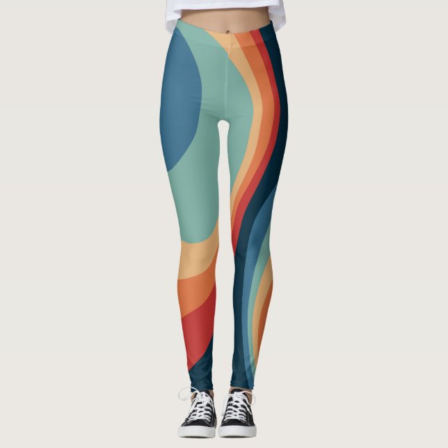Colourful retro circles design leggings (Front)