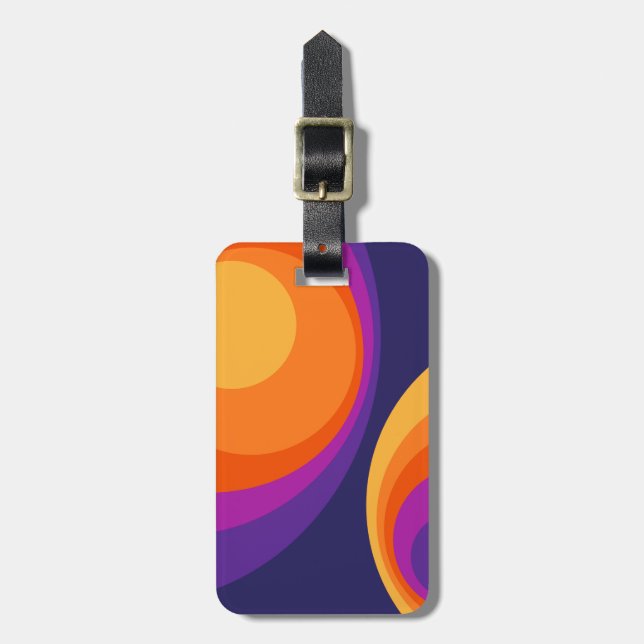 Colourful retro circles design  luggage tag (Front Vertical)