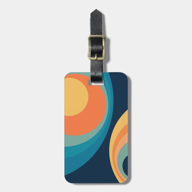 Colourful retro circles design luggage tag (Front Vertical)