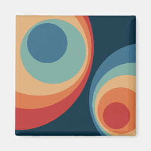 Colourful retro circles design magnet