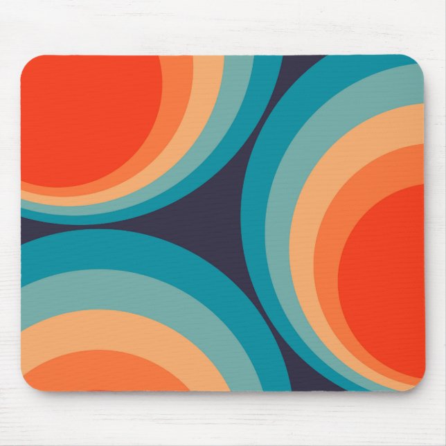 Colourful retro circles design mouse pad (Front)