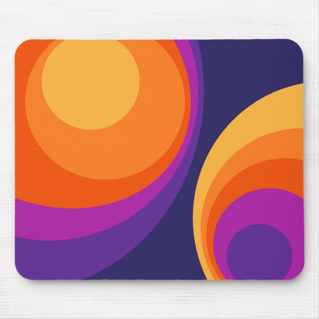 Colourful retro circles design  mouse pad (Front)