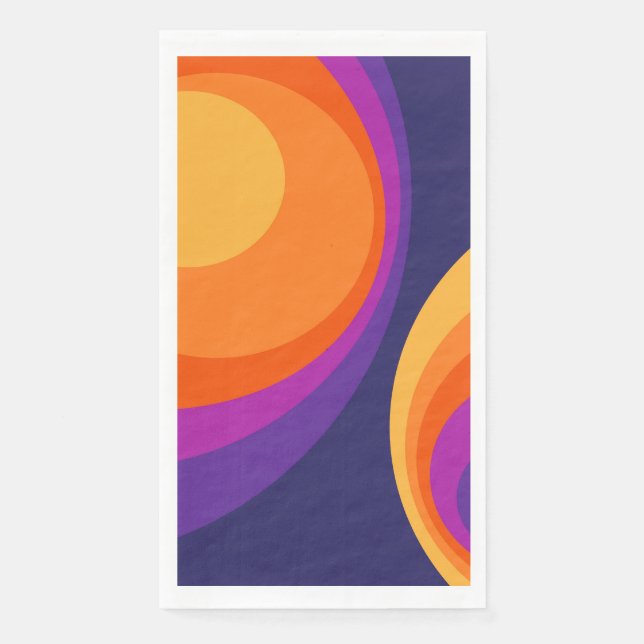 Colourful retro circles design  napkin (Front)