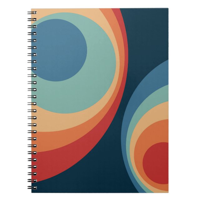Colourful retro circles design notebook (Front)