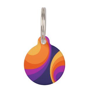Colourful retro circles design pet tag