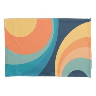 Colourful retro circles design pillowcase