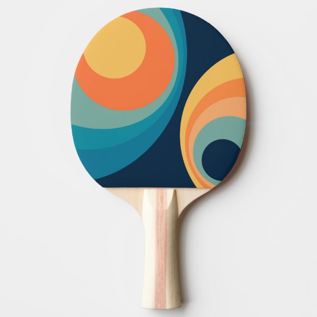 Colourful retro circles design ping pong paddle (Front)