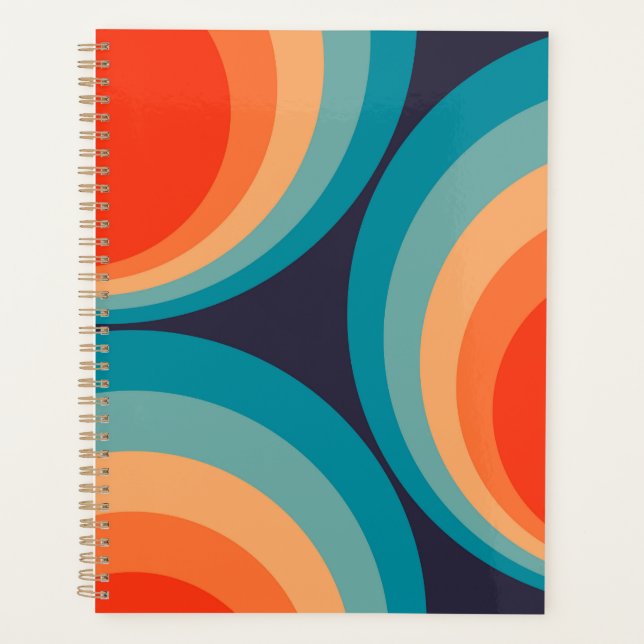 Colourful retro circles design planner (Front)
