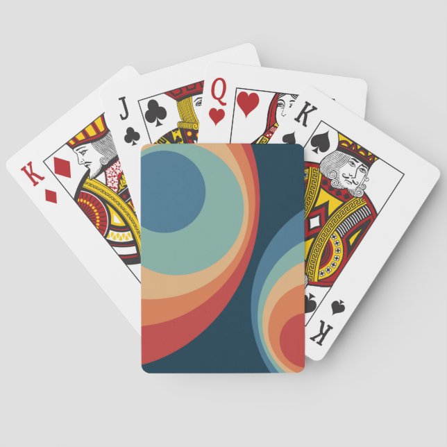 Colourful retro circles design playing cards (Back)