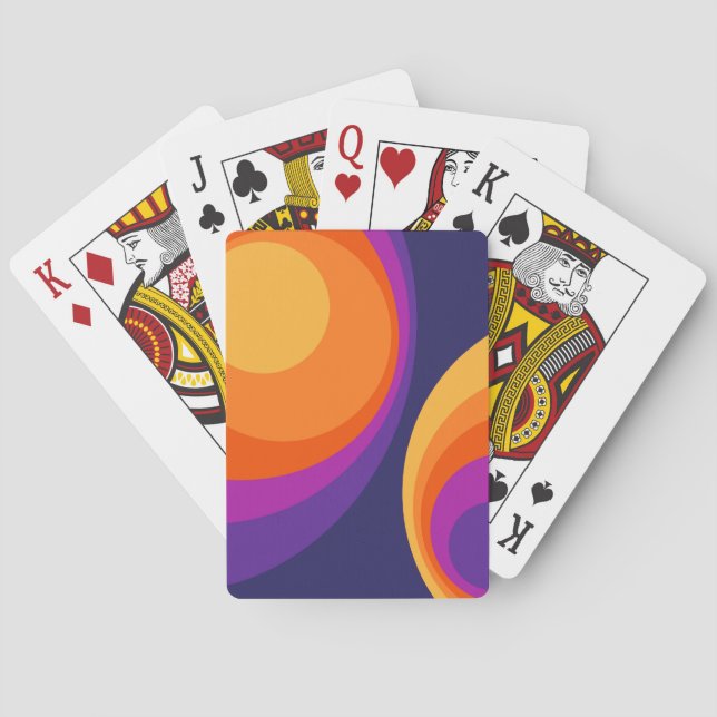 Colourful retro circles design  playing cards (Back)