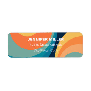 Colourful retro circles design return address label