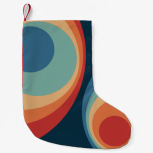 Colourful retro circles design small christmas stocking