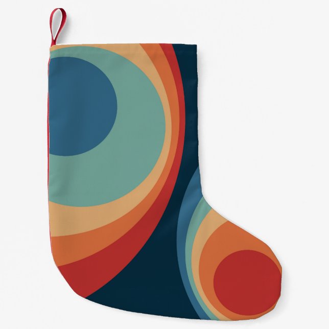 Colourful retro circles design small christmas stocking (Front)