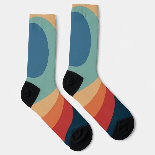 Colourful retro circles design socks (Right)