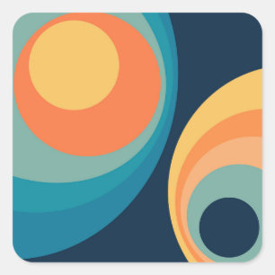 Colourful retro circles design square sticker