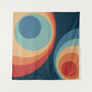 Colourful retro circles design tapestry