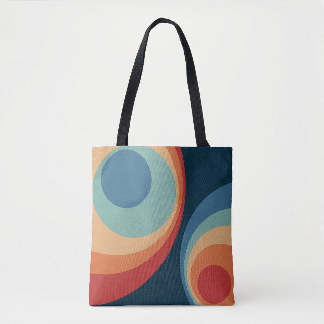Colourful retro circles design tote bag (Front)