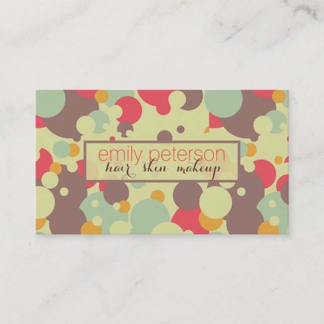 Colourful Retro Circles Pattern Business Card (Front)