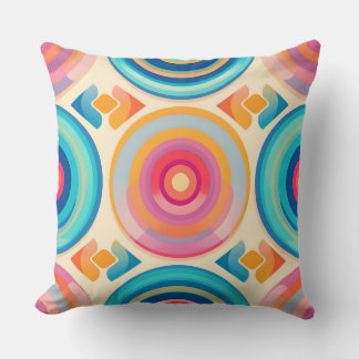 Colourful Retro Circles Pattern.Modern Outdoor Cushion