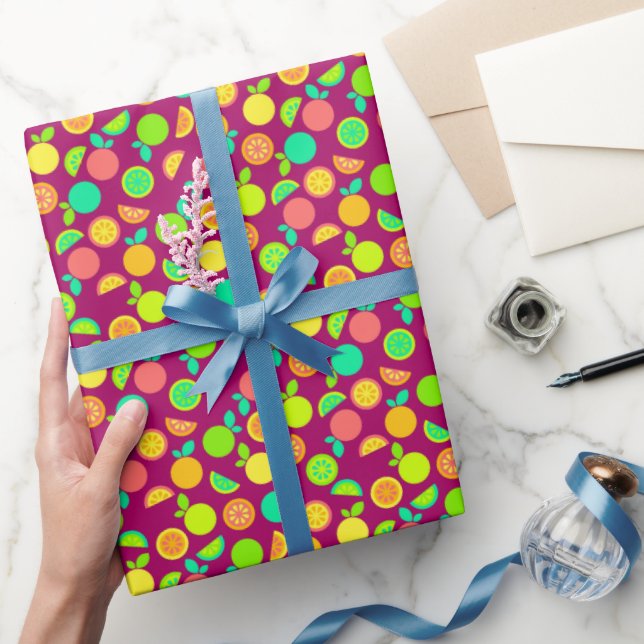 Colourful Retro Citrus Fruit Wrapping Paper (Gifting)