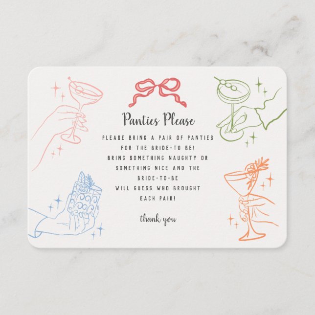 Colourful Retro Cocktail Bach Party Panties Insert (Front)