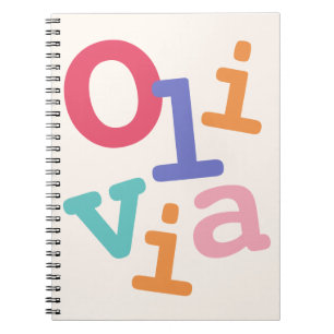 Colourful Retro Custom Name Notebook for Girls