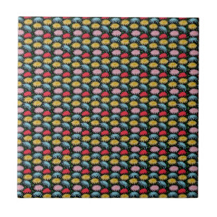 Colourful Retro Daisy Floral Pattern Whimsical Ceramic Tile