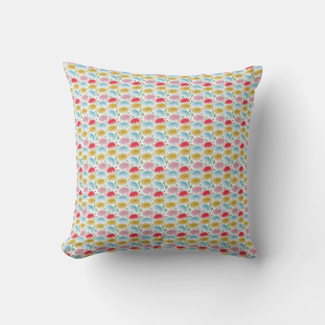 Colourful Retro Daisy Floral Pattern Whimsical  Cushion (Front)