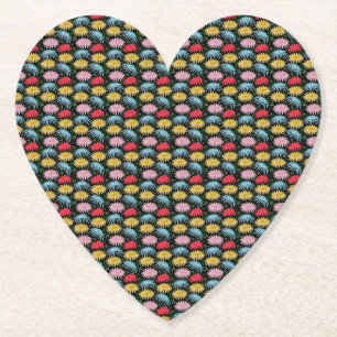 Colourful Retro Daisy Floral Pattern Whimsical Paper Coaster