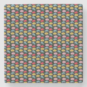 Colourful Retro Daisy Floral Pattern Whimsical Stone Coaster