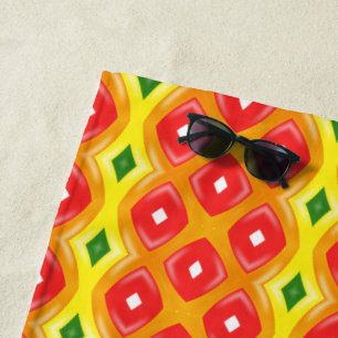 Colourful retro diamond stripes pattern beach towel