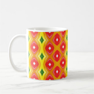 Colourful retro diamond stripes pattern coffee mug