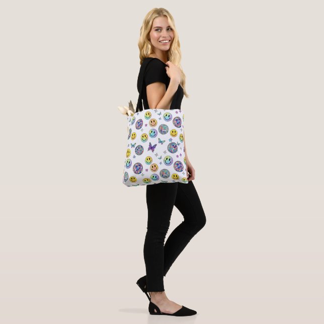 Colourful Retro Disco Pattern Tote Bag (On Model)