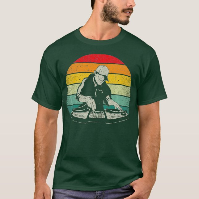 Colourful Retro DJ Techno Music edm Party Premium T-Shirt (Front)