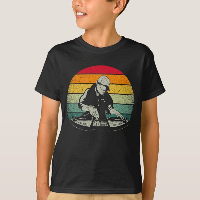 Colourful Retro DJ Techno Music edm Party T-Shirt (Front)