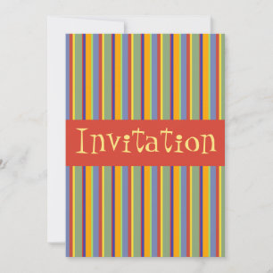 Colourful Retro Early 1960s Stripes - Invitation