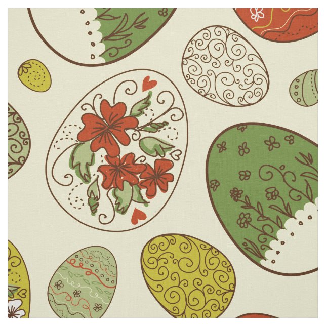 Colourful Retro Easter Eggs pattern Fabric (Swatch)