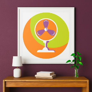 Colourful Retro Electric Fan Summer Pop Art Poster