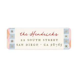 Colourful Retro Family Return Address Label