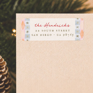 Colourful Retro Family Return Address Label