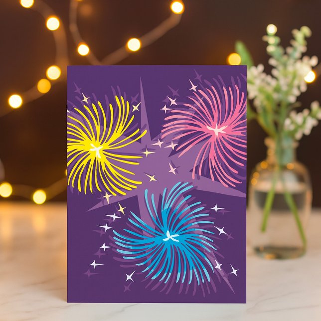 Colourful Retro Fireworks Burst Invitation (Creator Uploaded)